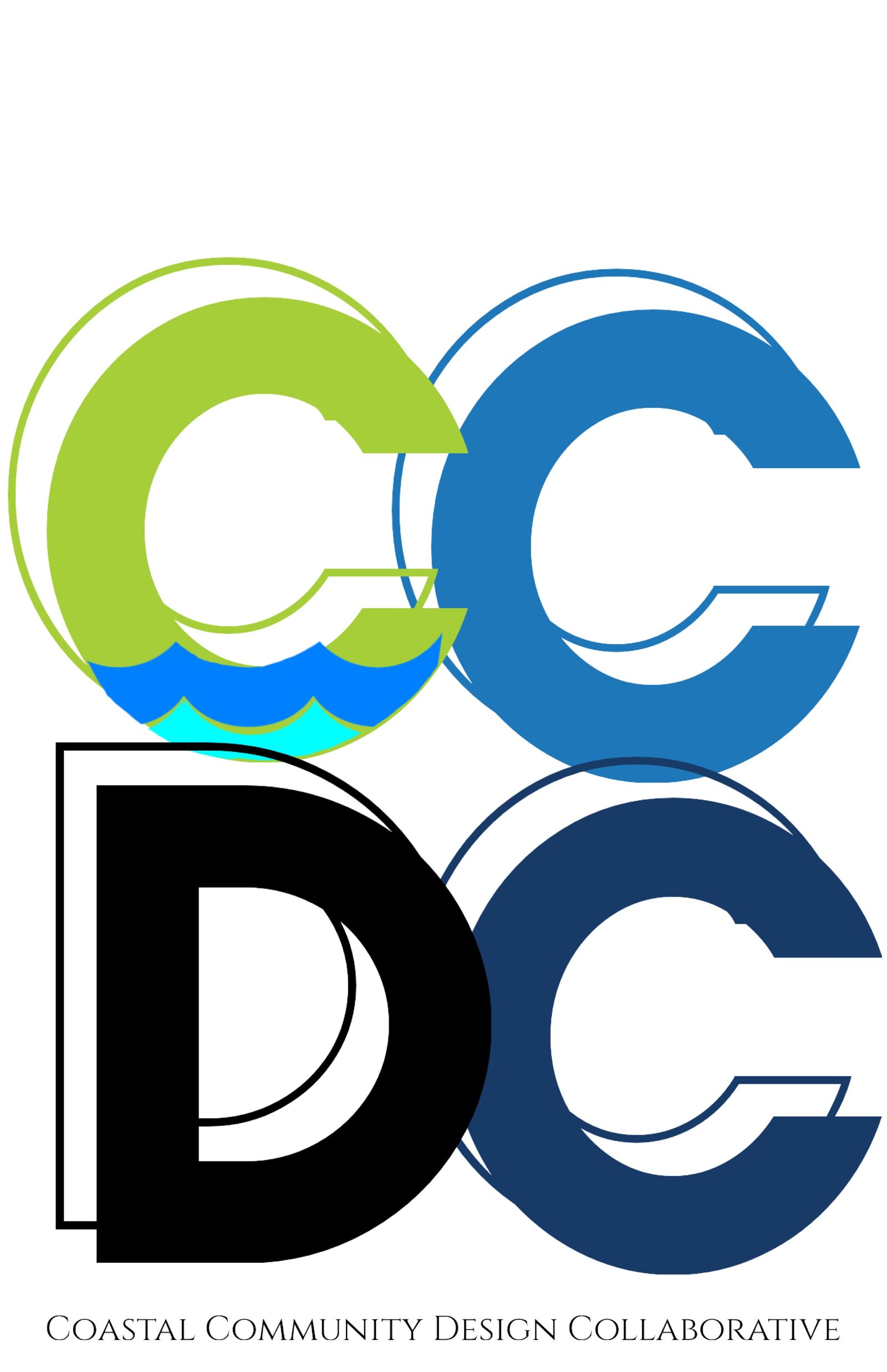 Coastal Community Design Collaborative logo - CCDC initials in coastal greens and blues with wave motif, tagline below